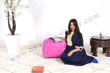 Load image into Gallery viewer, Pale Pink or Peach Pink Moroccan Leather Round Pouf