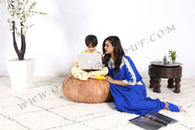 Load image into Gallery viewer, Pale Pink or Peach Pink Moroccan Leather Round Pouf