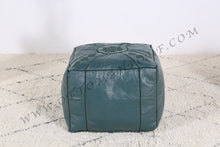 Load image into Gallery viewer, Handmade Leather Gray Ottoman Stitched Pouf