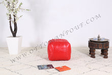 Load image into Gallery viewer, Lovely Warm Red Leather Pouf