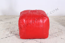 Load image into Gallery viewer, Lovely Warm Red Leather Pouf