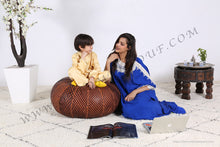 Load image into Gallery viewer, Hand Stitched Leather Mustard Yellow Ottoman Pouf