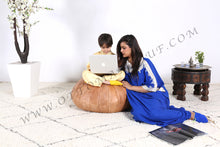 Load image into Gallery viewer, Pale Pink or Peach Pink Moroccan Leather Round Pouf