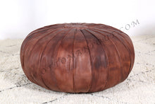 Load image into Gallery viewer, Hot Pink or Peach Pink Moroccan Leather Round Pouf