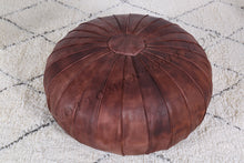 Load image into Gallery viewer, Hot Pink or Peach Pink Moroccan Leather Round Pouf
