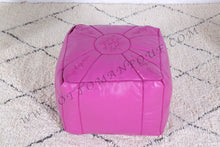 Load image into Gallery viewer, Pale Pink or Peach Pink Moroccan Leather Round Pouf