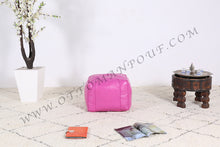 Load image into Gallery viewer, Pale Pink or Peach Pink Moroccan Leather Round Pouf