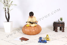 Load image into Gallery viewer, Hand Stitched Leather Ottoman Tan Pouf