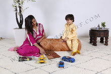 Load image into Gallery viewer, Turquoise Genuine Leather Hand Stitched Ottoman Pouf