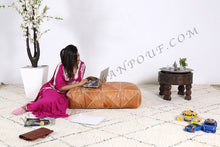 Load image into Gallery viewer, Turquoise Genuine Leather Hand Stitched Ottoman Pouf