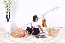 Load image into Gallery viewer, Natural Leather Ottoman Pouf