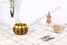 Load image into Gallery viewer, Leather Ottoman in Lime Green