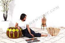 Load image into Gallery viewer, Leather Ottoman in Lime Green