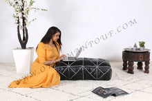 Load image into Gallery viewer, Peach Pink Moroccan Leather Round Pouf