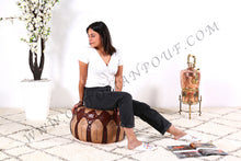 Load image into Gallery viewer, Brownish Leather Pouf