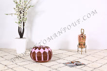 Load image into Gallery viewer, Brown & Pink Leather Pouf