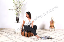 Load image into Gallery viewer, Brown & Black Leather Pouf