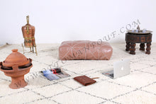 Load image into Gallery viewer, Hot Peach Moroccan Leather Round Pouf