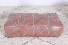 Load image into Gallery viewer, Hot Peach Moroccan Leather Round Pouf