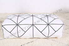 Load image into Gallery viewer, White Leather Handmade Ottoman Stitched Pouf