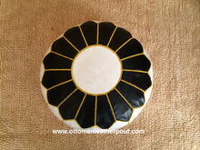 Load image into Gallery viewer, Hand Stitched Leather White and Black Ottoman Pouf
