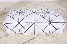 Load image into Gallery viewer, White Leather Handmade Ottoman Stitched Pouf