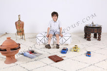 Load image into Gallery viewer, White Leather Handmade Ottoman Stitched Pouf