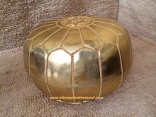 Load image into Gallery viewer, Wedding gift - GOLD Ottoman Pouf - Rich your house with handmade GOLD pouf