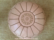Load image into Gallery viewer, Charm & Perfection Cream Leather Handmade Stitched Pouf