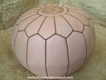 Load image into Gallery viewer, Charm & Perfection Cream Leather Handmade Stitched Pouf