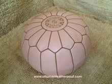 Load image into Gallery viewer, Charm & Perfection Cream Leather Handmade Stitched Pouf