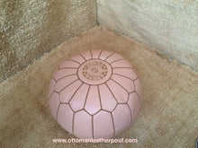 Load image into Gallery viewer, Charm & Perfection Cream Leather Handmade Stitched Pouf