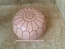 Load image into Gallery viewer, Charm & Perfection Cream Leather Handmade Stitched Pouf