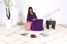 Load image into Gallery viewer, Peach Pasted Leather Handmade Stitched Pouf