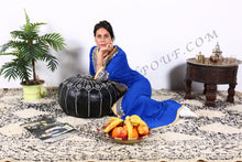 Load image into Gallery viewer, Black and white titched Leather