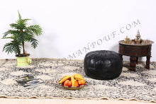 Load image into Gallery viewer, Black Leather Ottoman Pouf from New York