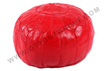 Load image into Gallery viewer, Lovely Warm Red Leather Pouf