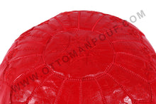 Load image into Gallery viewer, Lovely Warm Red Leather Pouf