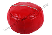 Load image into Gallery viewer, Lovely Warm Red Leather Pouf