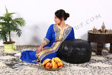 Load image into Gallery viewer, Black Leather Ottoman Pouf from New York