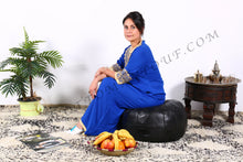 Load image into Gallery viewer, Black Leather Ottoman Pouf from New York