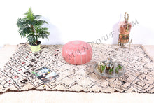 Load image into Gallery viewer, Peach Pink Moroccan Leather Round Pouf