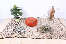 Load image into Gallery viewer, Leather Ottoman Orange Pouf