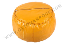Load image into Gallery viewer, Leather Mustard Yellow Ottoman Pouf