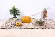 Load image into Gallery viewer, Hand Stitched Leather Mustard Yellow Ottoman Pouf