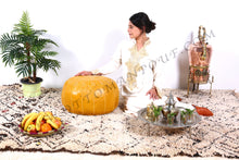 Load image into Gallery viewer, Leather Mustard Yellow Ottoman Pouf