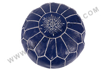 Load image into Gallery viewer, Ottoman contrasted Blue Pouf