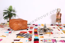 Load image into Gallery viewer, Square Tan Leather Pouf