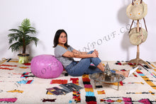 Load image into Gallery viewer, Pale Pink or Peach Pink Moroccan Leather Round Pouf