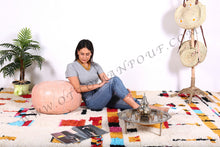 Load image into Gallery viewer, Peach Champagne Leather Pouf